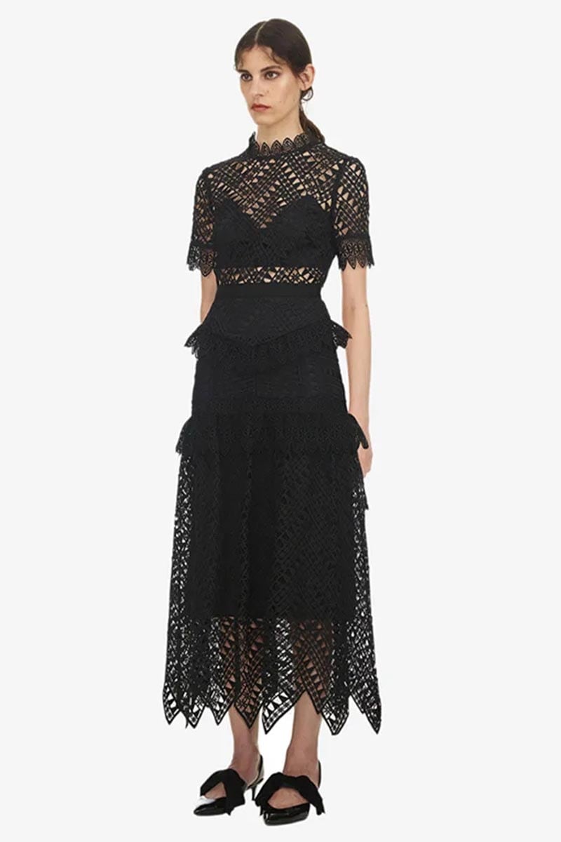 Remy Black Lace Midi Dress | Jewelclues