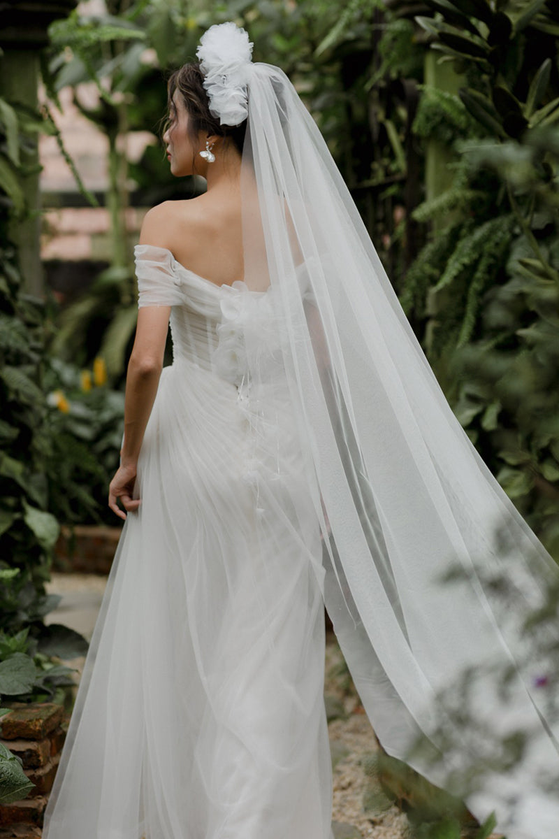 Sandra Off-the-Shoulder Corset Wedding Dress | Jewelclues