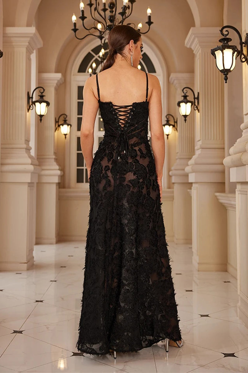 Sensational Sheer Black Lace Maxi Dress