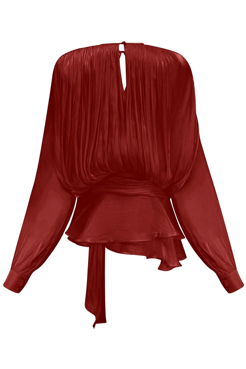 Signature Charm Long Sleeve Mini Dress | Jewelclues #color_maroon