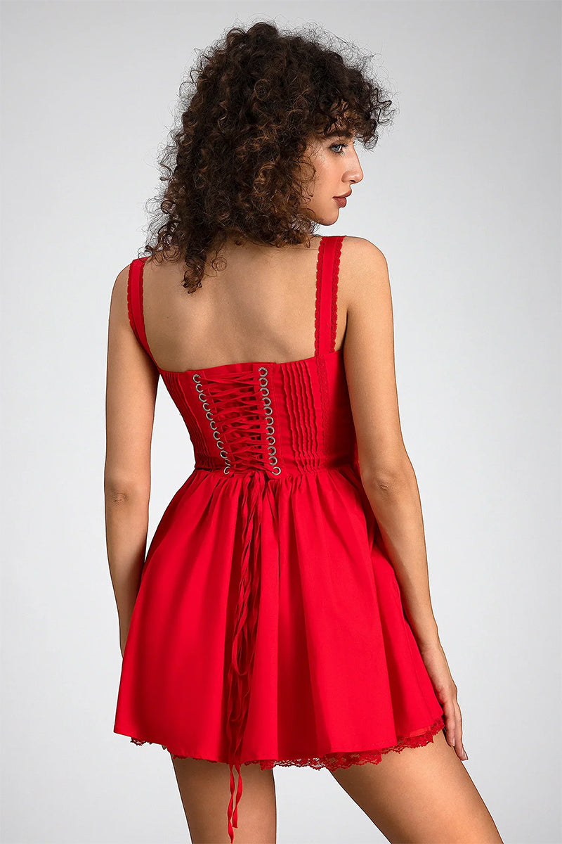 Summer Desires Corset Mini Dress | Jewelclues #color_red