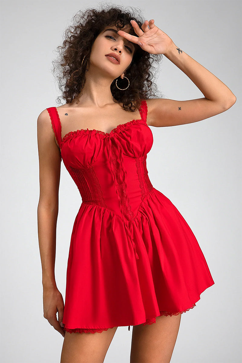 Summer Desires Corset Mini Dress | Jewelclues #color_red