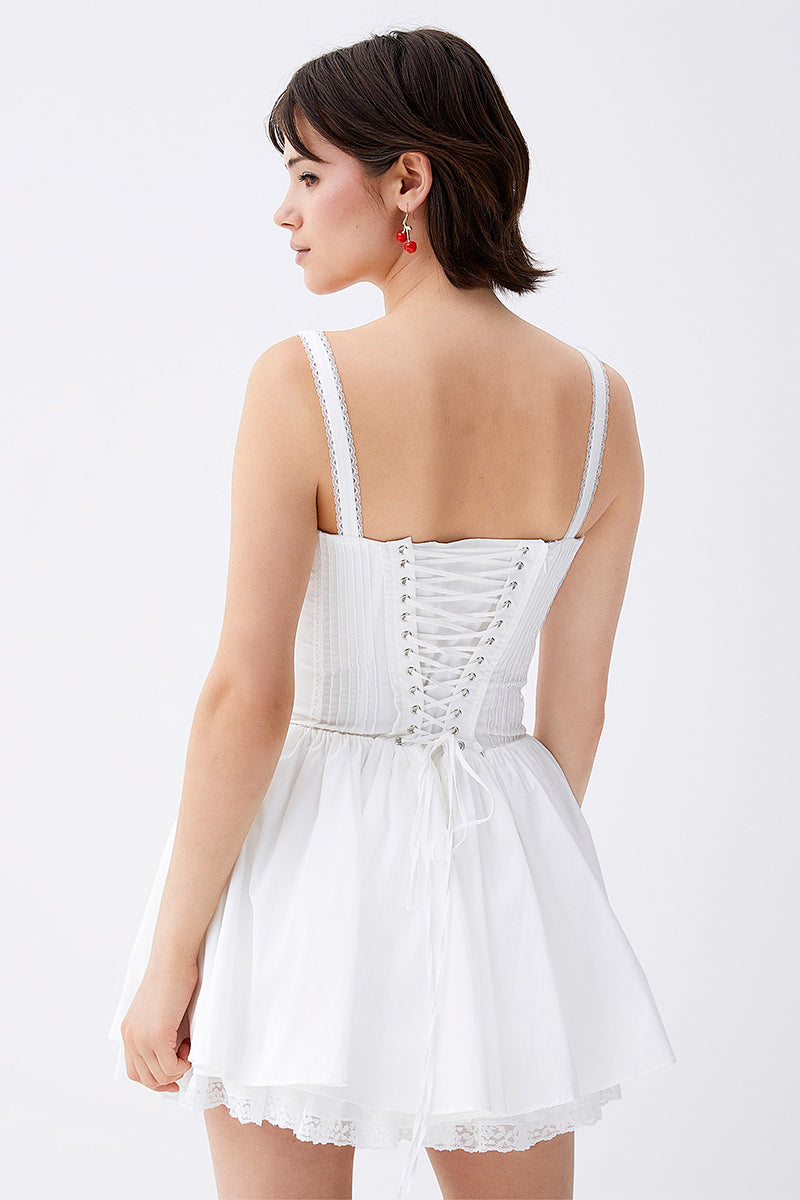 Summer Desires Corset Mini Dress | Jewelclues #color_white