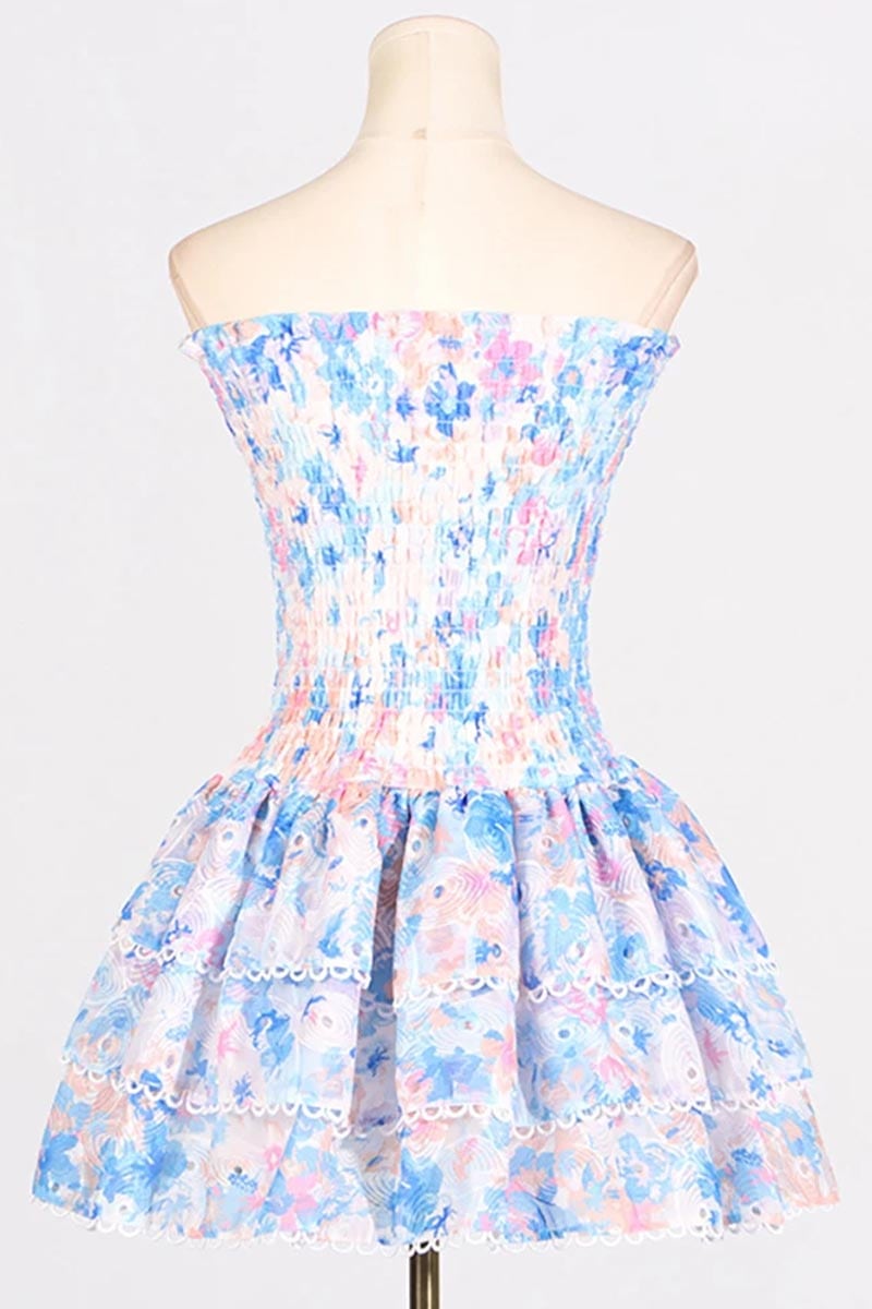 Summer Icon Strapless Mini Dress | Jewelclues #color_blue