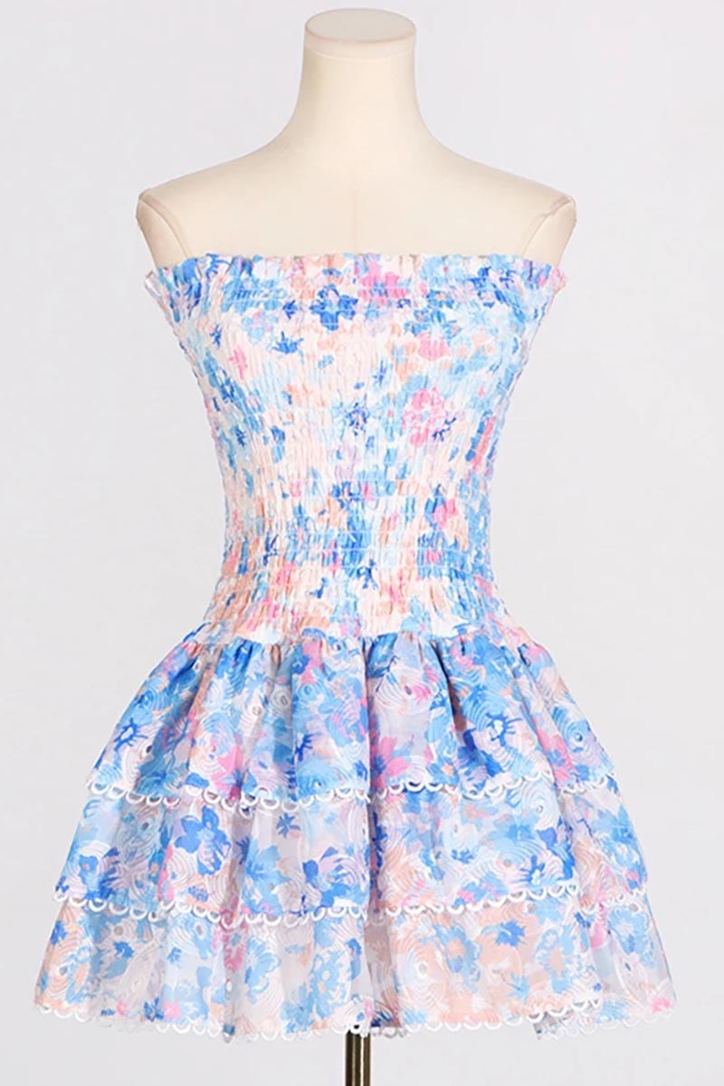 Summer Icon Strapless Mini Dress | Jewelclues #color_blue