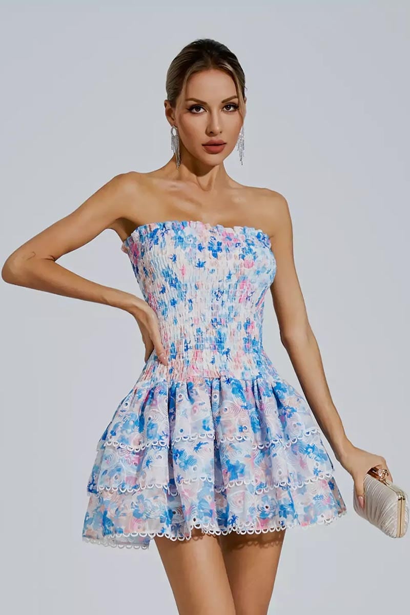 Summer Icon Strapless Mini Dress | Jewelclues #color_blue