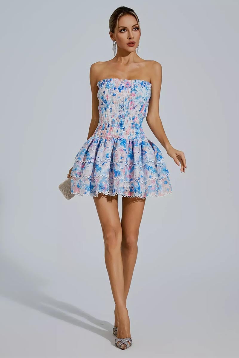 Summer Icon Strapless Mini Dress | Jewelclues #color_blue