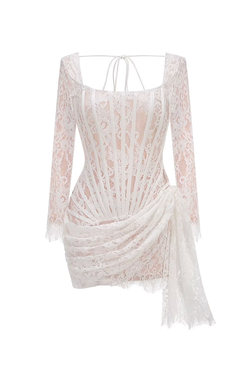 Tangela Lace Corset Mini Dress | Jewelclues #color_white