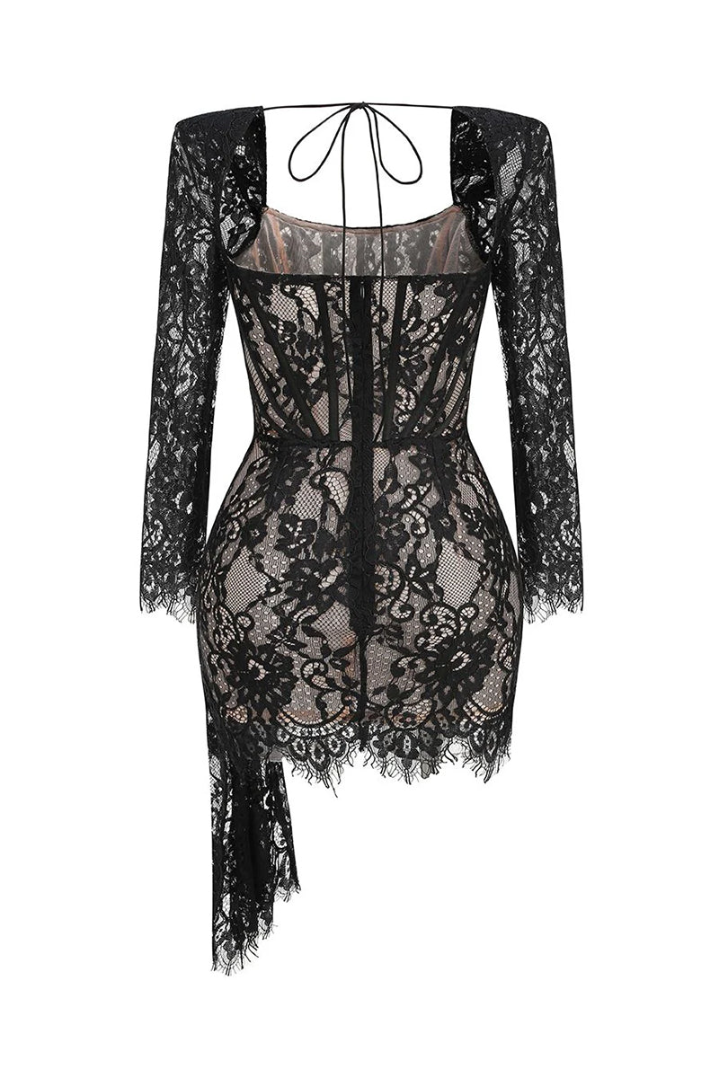 Tangela Lace Corset Mini Dress | Jewelclues #color_black