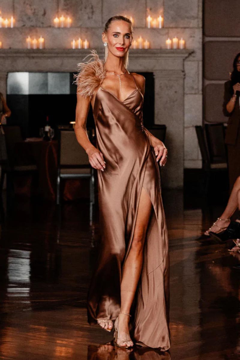 Tatev Satin Wrap Maxi Dress | Jewelclues #color_mocha