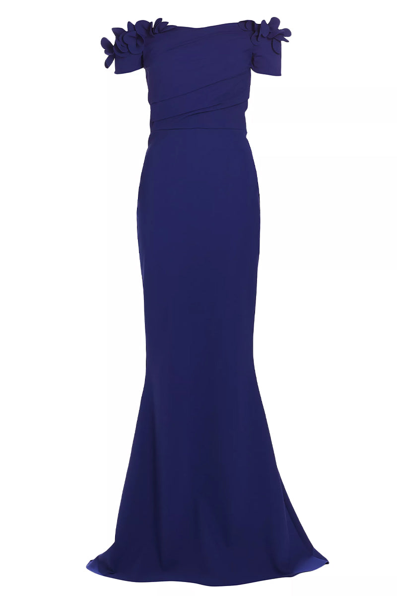 Thalia Off-the-Shoulder Maxi Dress | Jewelclues #color_navy blue