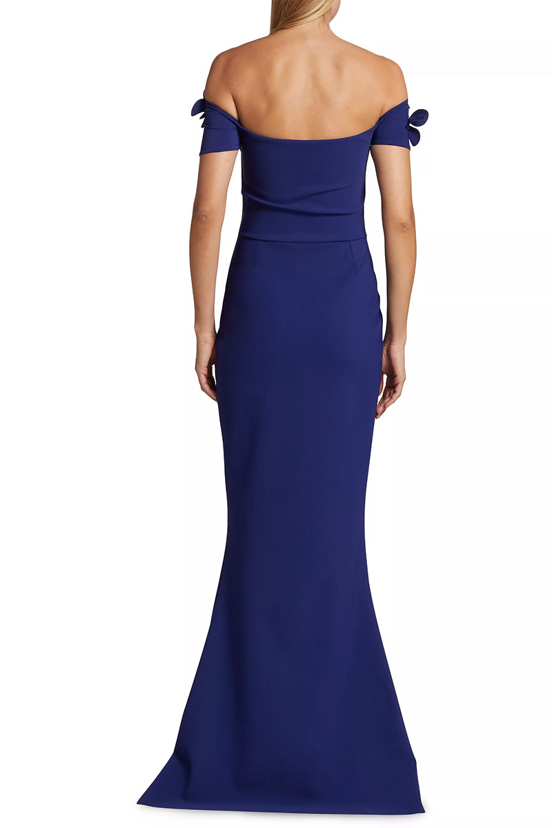 Thalia Off-the-Shoulder Maxi Dress | Jewelclues #color_navy blue