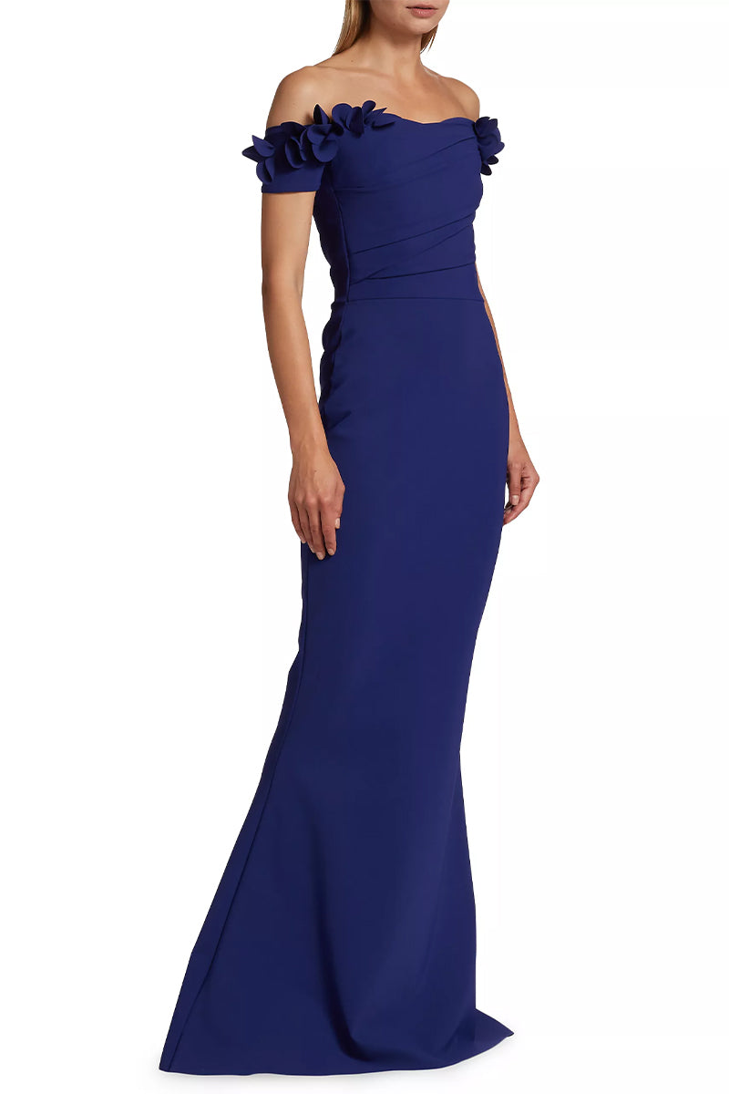 Thalia Off-the-Shoulder Maxi Dress | Jewelclues #color_navy blue