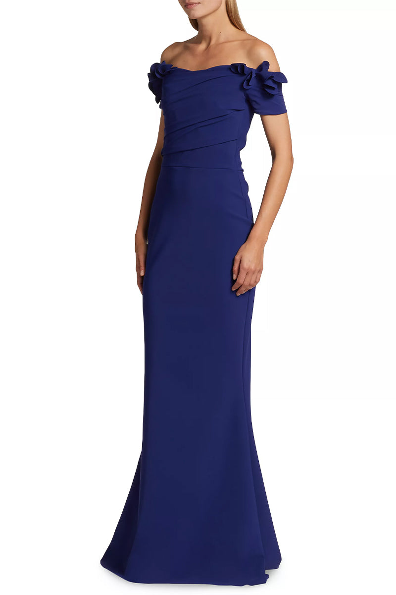 Thalia Off-the-Shoulder Maxi Dress | Jewelclues #color_navy blue