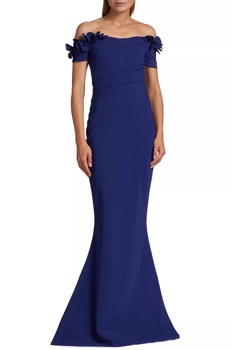 Thalia Off-the-Shoulder Maxi Dress | Jewelclues #color_navy blue