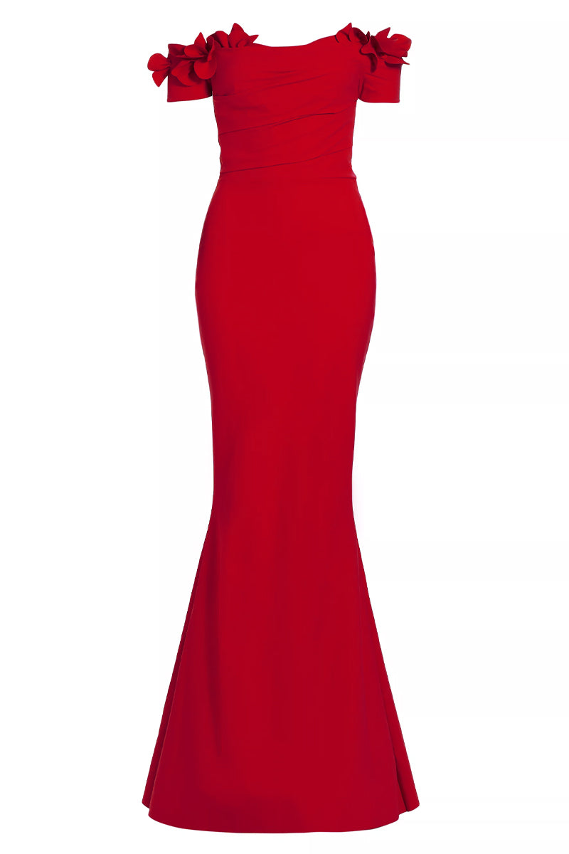 Thalia Off-the-Shoulder Maxi Dress | Jewelclues #color_red