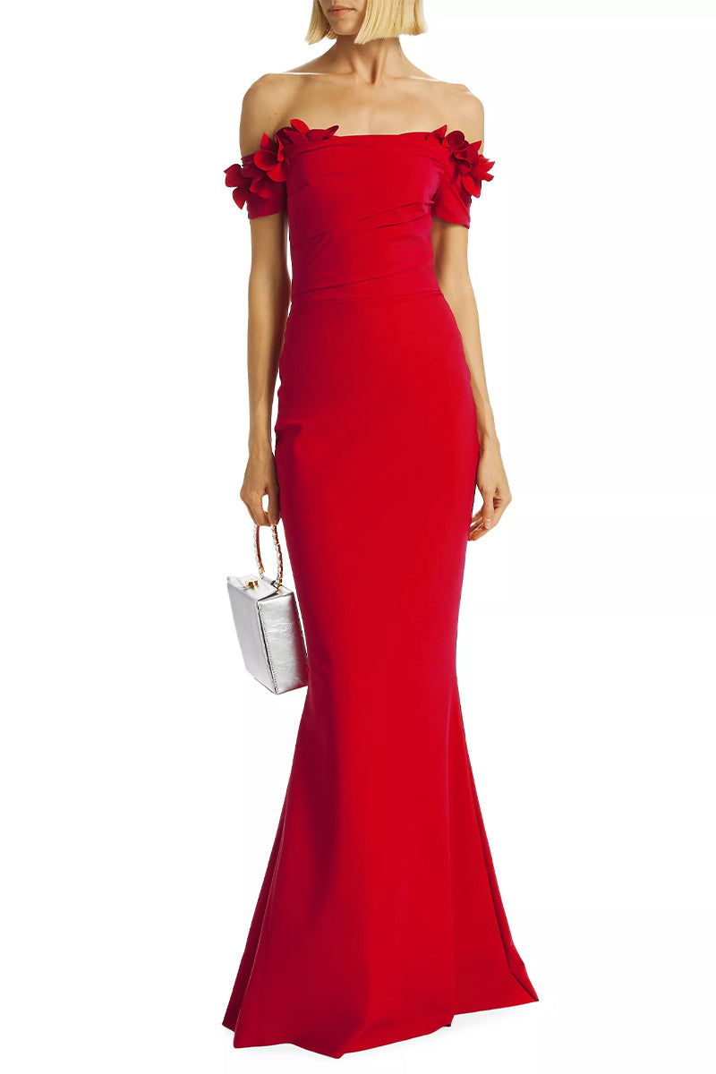 Thalia Off-the-Shoulder Maxi Dress | Jewelclues #color_red