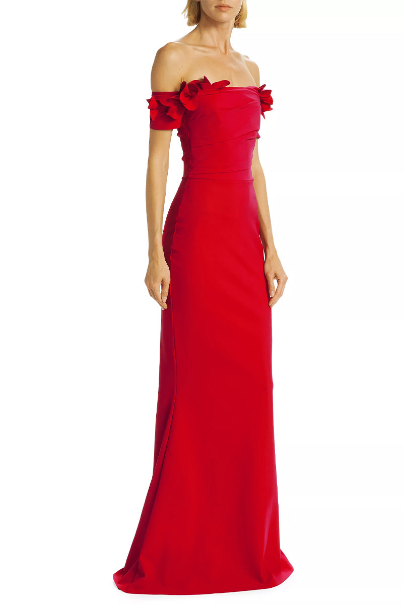 Thalia Off-the-Shoulder Maxi Dress | Jewelclues #color_red