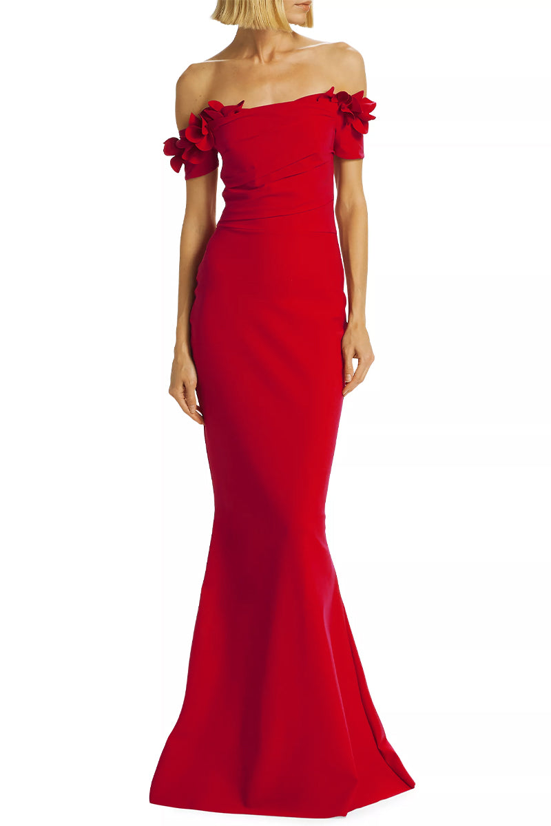 Thalia Off-the-Shoulder Maxi Dress | Jewelclues #color_red