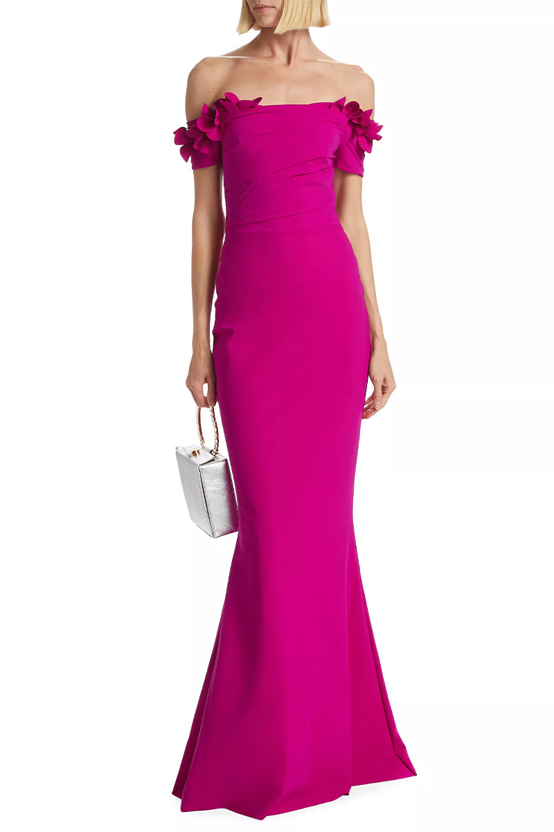 Thalia Off-the-Shoulder Maxi Dress | Jewelclues #color_fuchsia