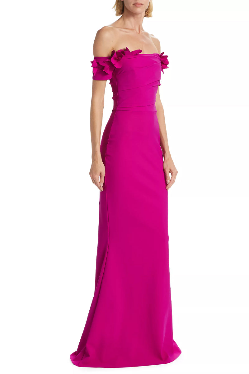 Thalia Off-the-Shoulder Maxi Dress | Jewelclues #color_fuchsia