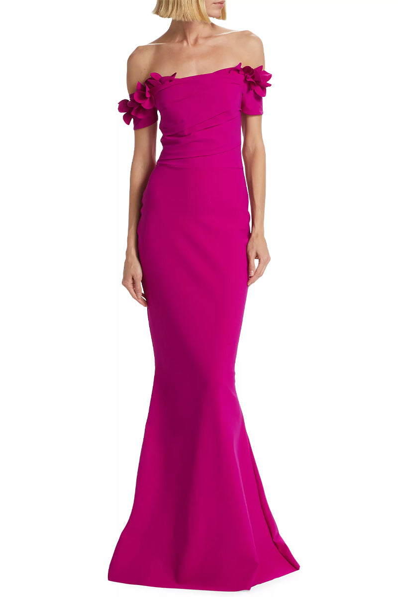 Thalia Off-the-Shoulder Maxi Dress | Jewelclues #color_fuchsia