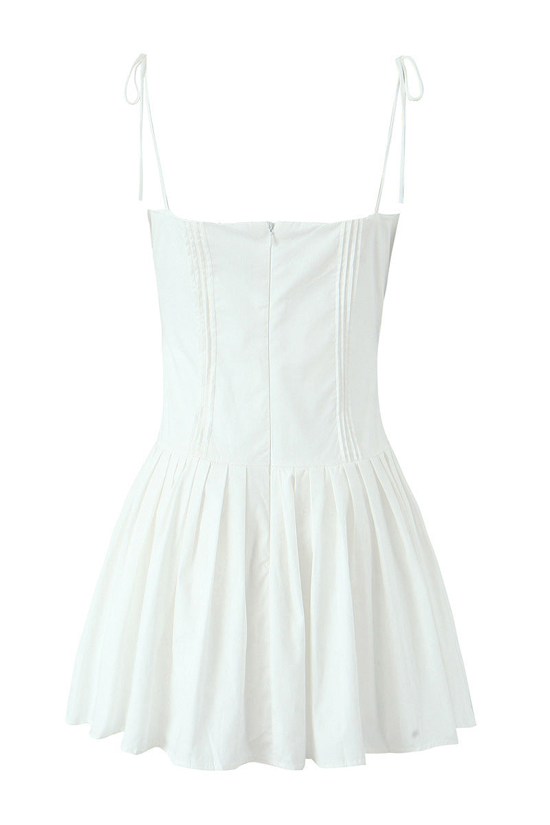 Vacay Sensibility White Pleated Mini Dress | Jewelclues