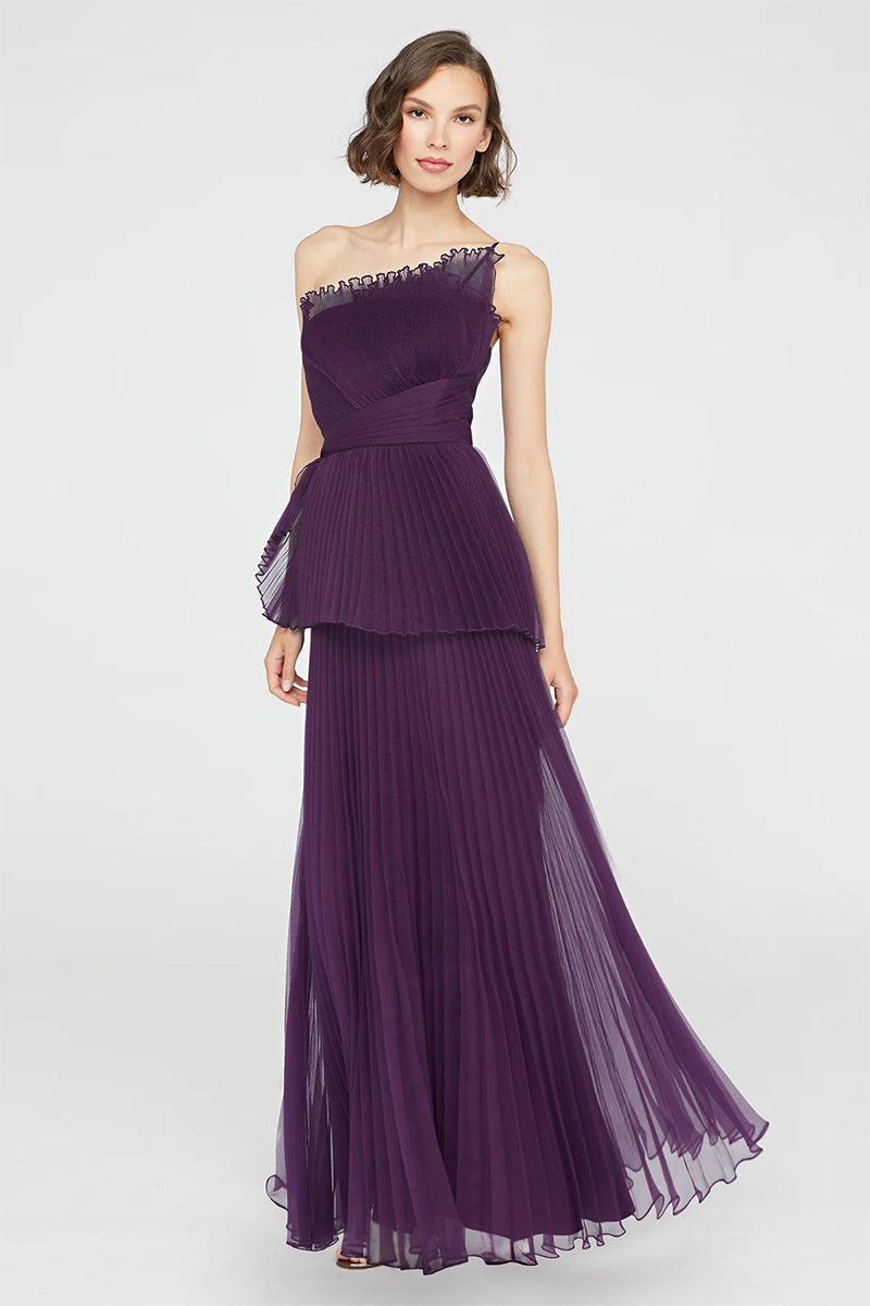 Valerie One-Shoulder Pleated Maxi Dress | Jewelclues #color_purple