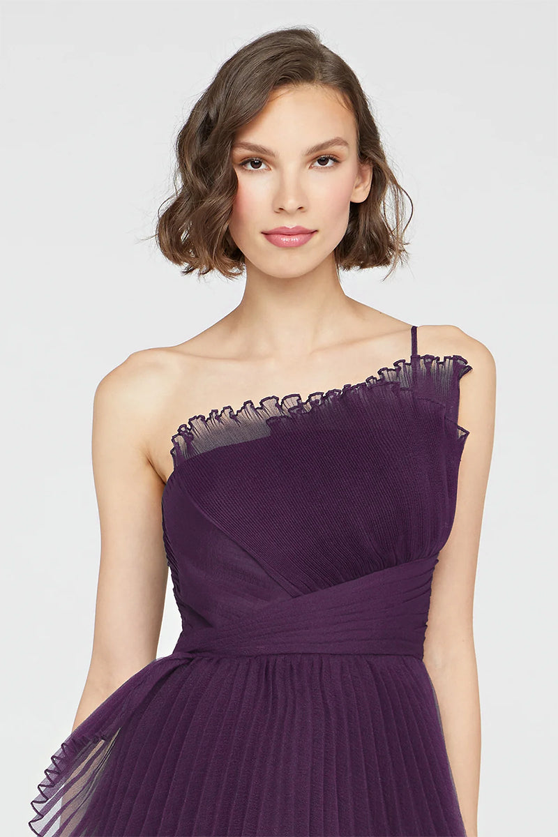 Valerie One-Shoulder Pleated Maxi Dress | Jewelclues #color_purple