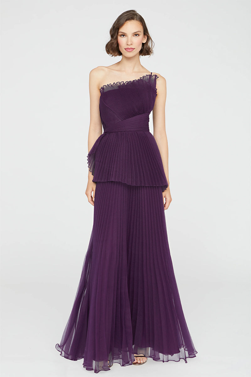 Valerie One-Shoulder Pleated Maxi Dress | Jewelclues #color_purple