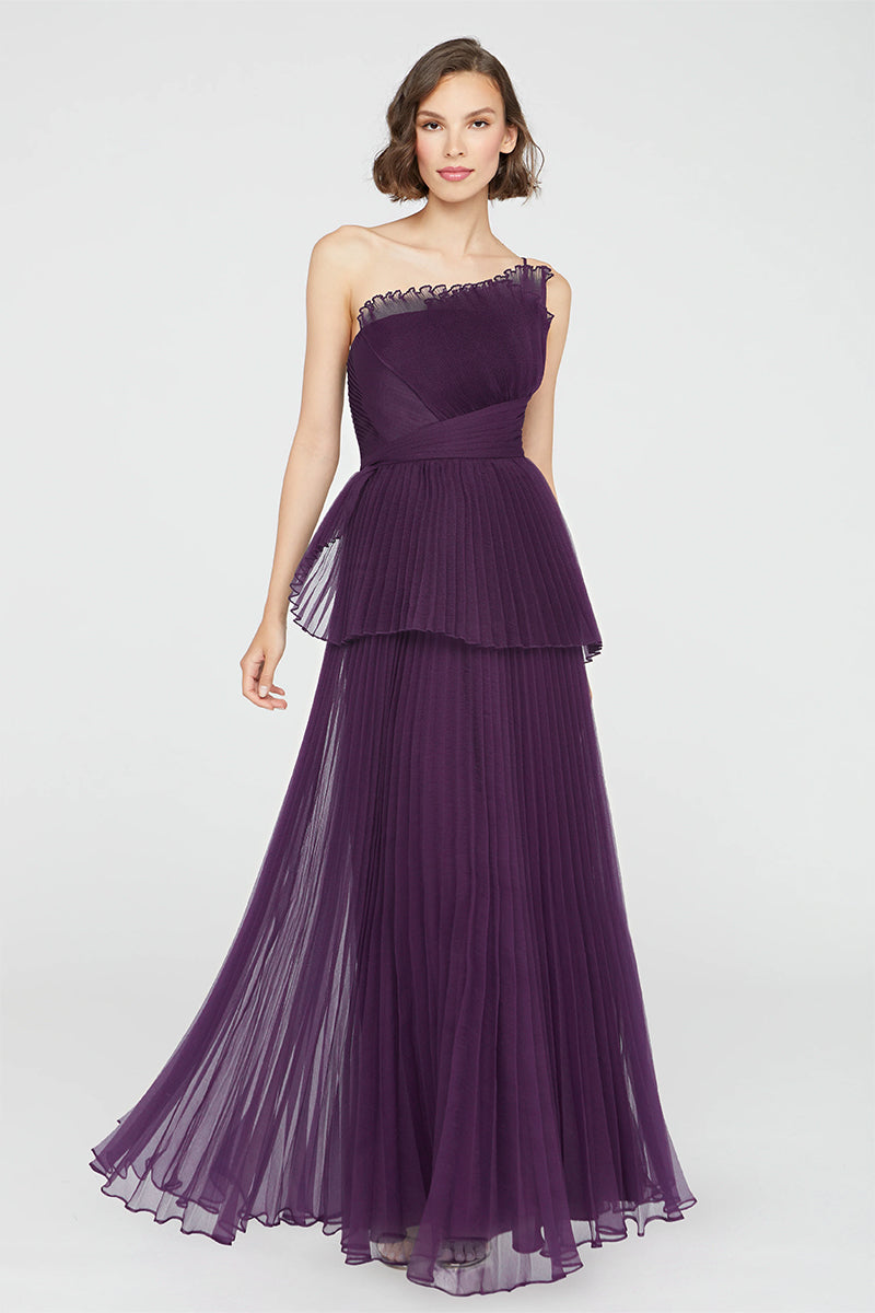 Valerie One-Shoulder Pleated Maxi Dress | Jewelclues #color_purple