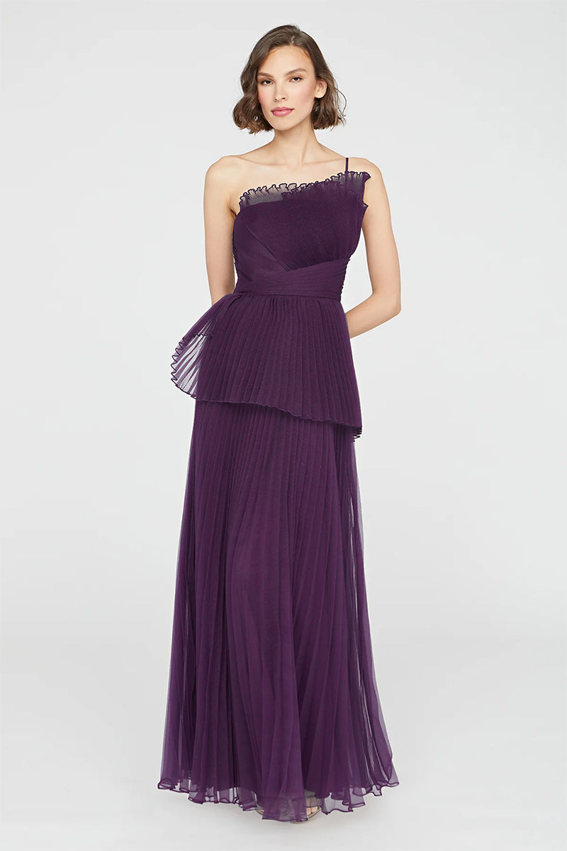 Valerie One-Shoulder Pleated Maxi Dress | Jewelclues #color_purple