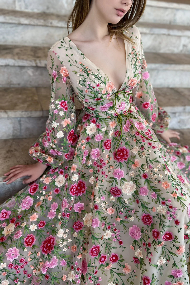 Forever Lovable {Color} Floral Embroidered Maxi Dress