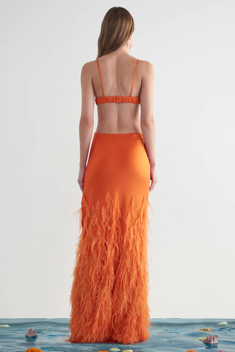 Ostrich feather skirt long hotsell