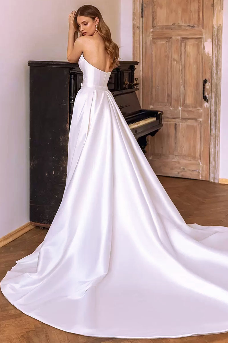 Satin strapless wedding on sale dress